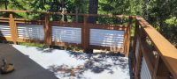 Corrugated privacy deck railing from inside