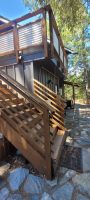 Corrugated privacy deck railing from outside